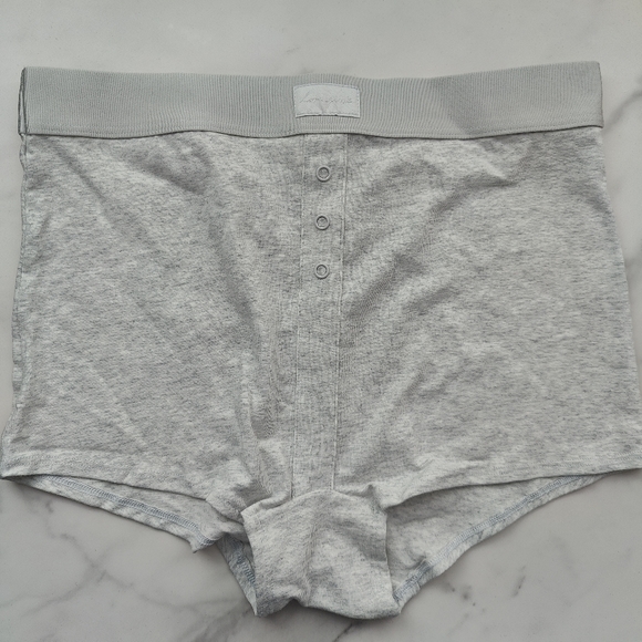 NWT PINK VICTORIA'S SECRET HIGH-WAIST BOYSHORT PANTY IN HEATHER STONE GRAY LARGE - Picture 1 of 5